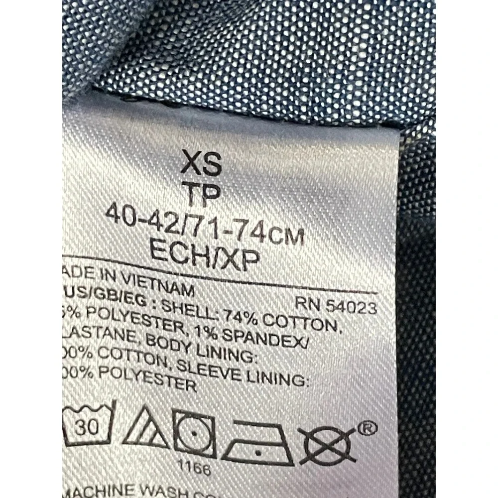 Gap Mens Extra Small‎ Blazer Charcoal Tonal Herringbone Cotton Blend Jacket
